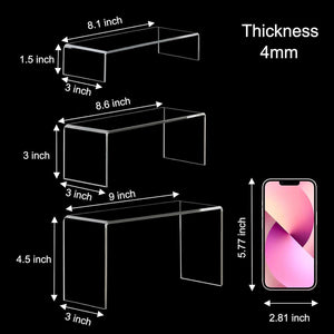 Black Acrylic Display Riser Stands, Set of 3 – Yosham