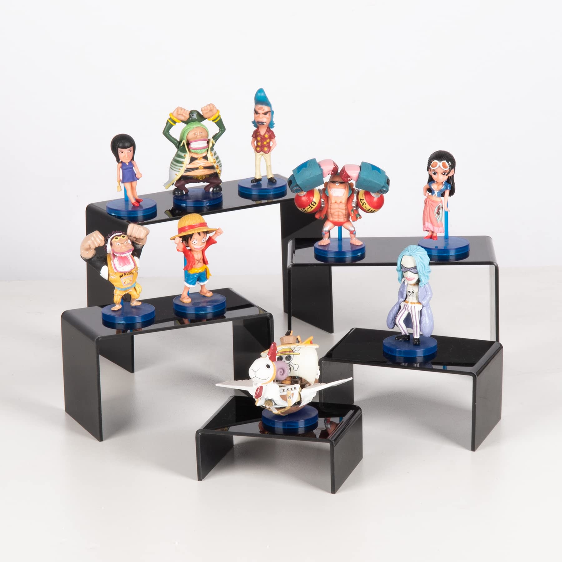 Black Acrylic Display Riser Stairs, 5 Sizes, 2 Sets (10 Pcs)