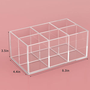 Duveesha Makeup Brush Holder Organizer 6 Slot Black Acrylic Cosmetic Storage for Brushes Sponges Lipsticks Beauty Supplies Compact Organizer for Desk or Vanity Durable and Sleek Makeup Holder (Clear)