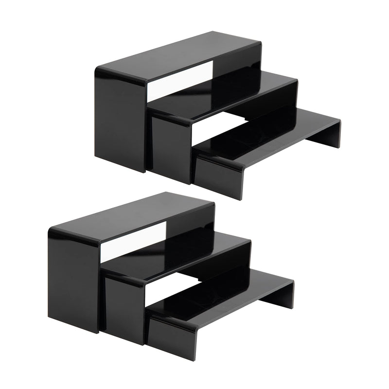 Duveesha 2 Pc Black Acrylic Display Risers Showcase for Shoe Risers Retail Stand Cupcake & Dessert Stand (6P-Black)