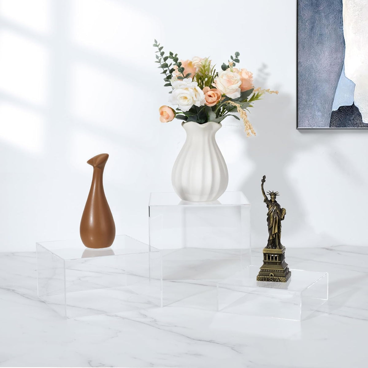 Vases on clear stands