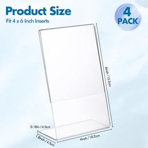 Slant Acrylic Sign Holder, 4x6 In, 4 Pack – Yosham