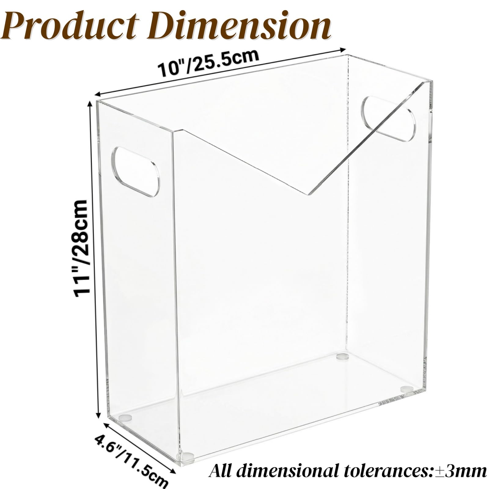 Clear Acrylic V-Front Magazine Holder with Handles – view 2