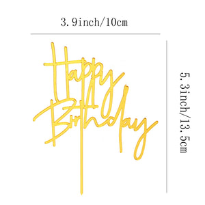 Gold Acrylic Happy Birthday Cake Topper Sign – Yosham