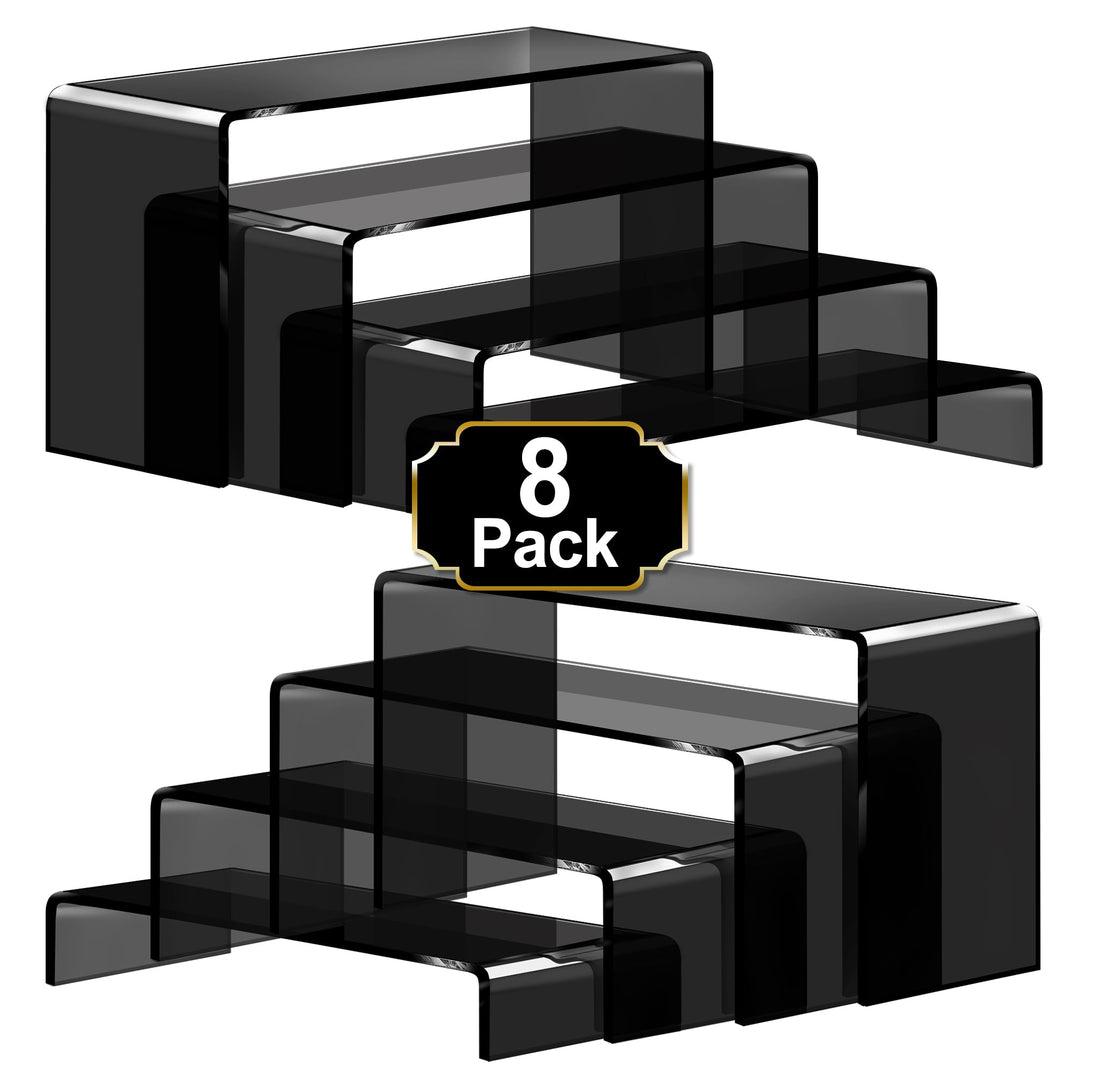 Black Acrylic Display Riser Stairs, 4 Tiers, 2 Sets (8 Pcs) – view 2
