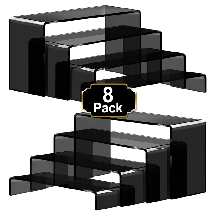 Black Acrylic Display Riser Stairs, 4 Tiers, 2 Sets (8 Pcs) – view 2