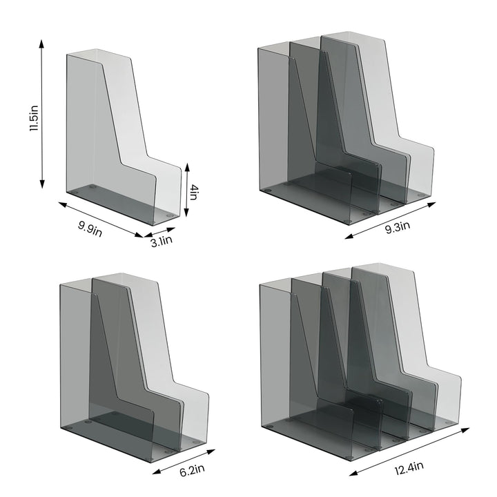 Smoky Grey Vertical File & Magazine Holders, Pack of 4 – view 2