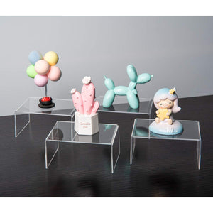 Duveesha Clear Acrylic Riser lot of 10 for Jewels, Cupcakes, Tea Sets, Clear Cupcake Stand for Small Toys and Cosmetics (10P-2 * 3 * 4)