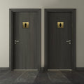 Gold Acrylic Women & Men Washroom Sign, Self-Adhesive, Set of 2