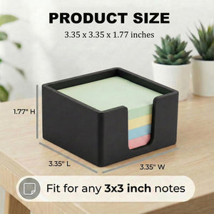 Premium Sticky Note Holder for Desk – Elegant 3x3 Inch Memo Pad Dispenser | Modern Minimalist Post-it Organizer | Durable & Compact Desktop Storage for Office, Home & Study | Matte Black Finish