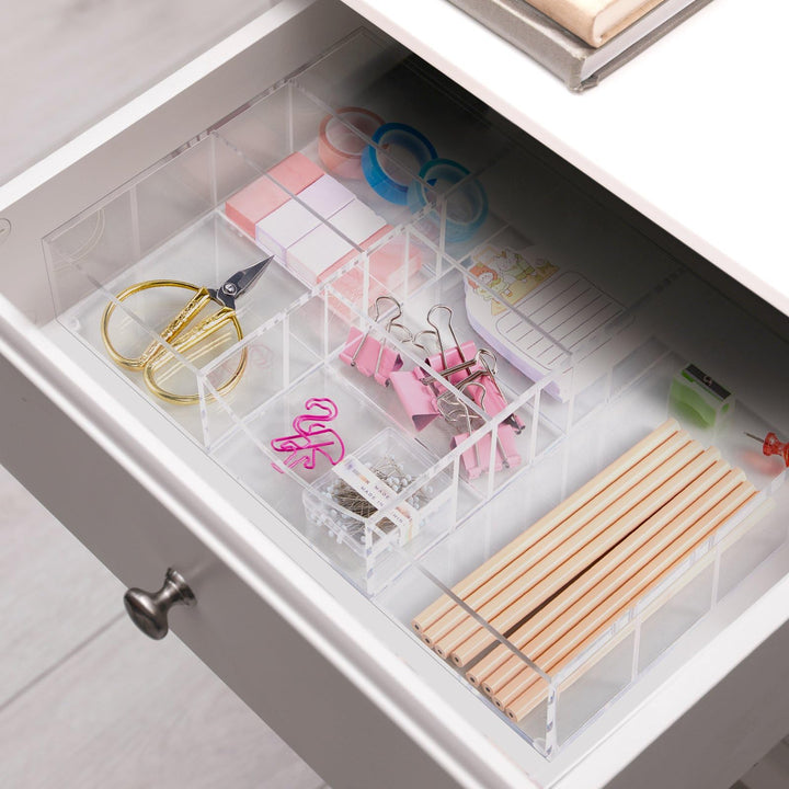 Clear Acrylic Drawer Organizer with Adjustable Dividers, 9 Compartments – view 6