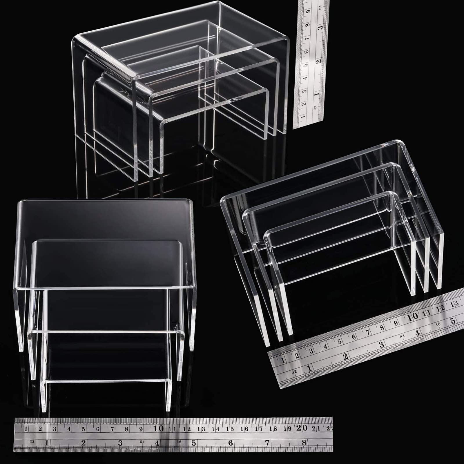 Clear Acrylic Nesting Display Risers, 3 Sizes, 2 Sets (6 Pcs) – view 5