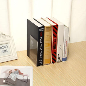 Clear Acrylic Book Ends for Shelf & Desk, 2 Pc – Yosham