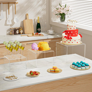 KOLIPI 3Pcs Buffet Risers, Food Risers for Buffet Table, Clear Acrylic Box