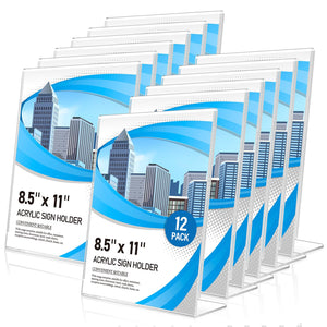 8.5x11 Double-Sided Acrylic Sign Holder, 12 Pack – Yosham