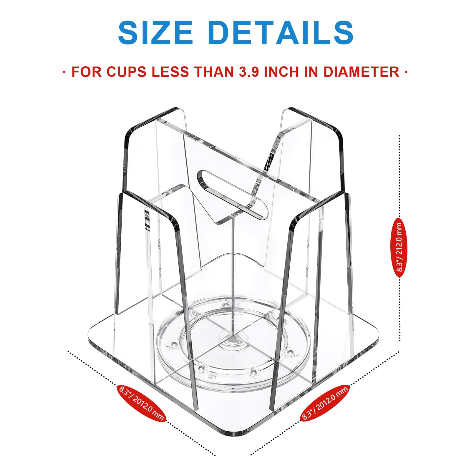 Clear Acrylic Rotating Cup & Lid Organizer, 4 Slots – view 4
