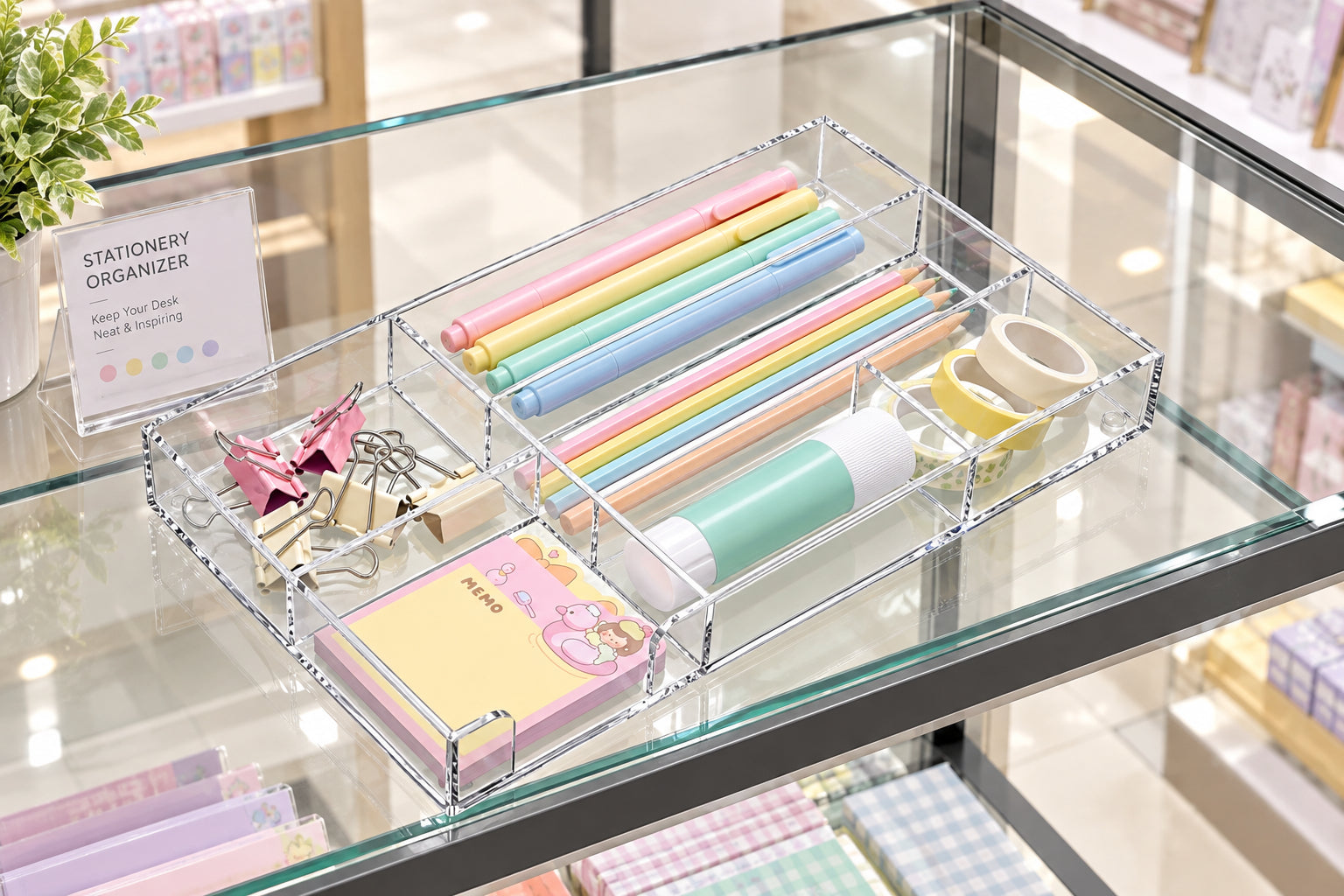 Clear Acrylic Drawer Organizer Tray, 6 Sections