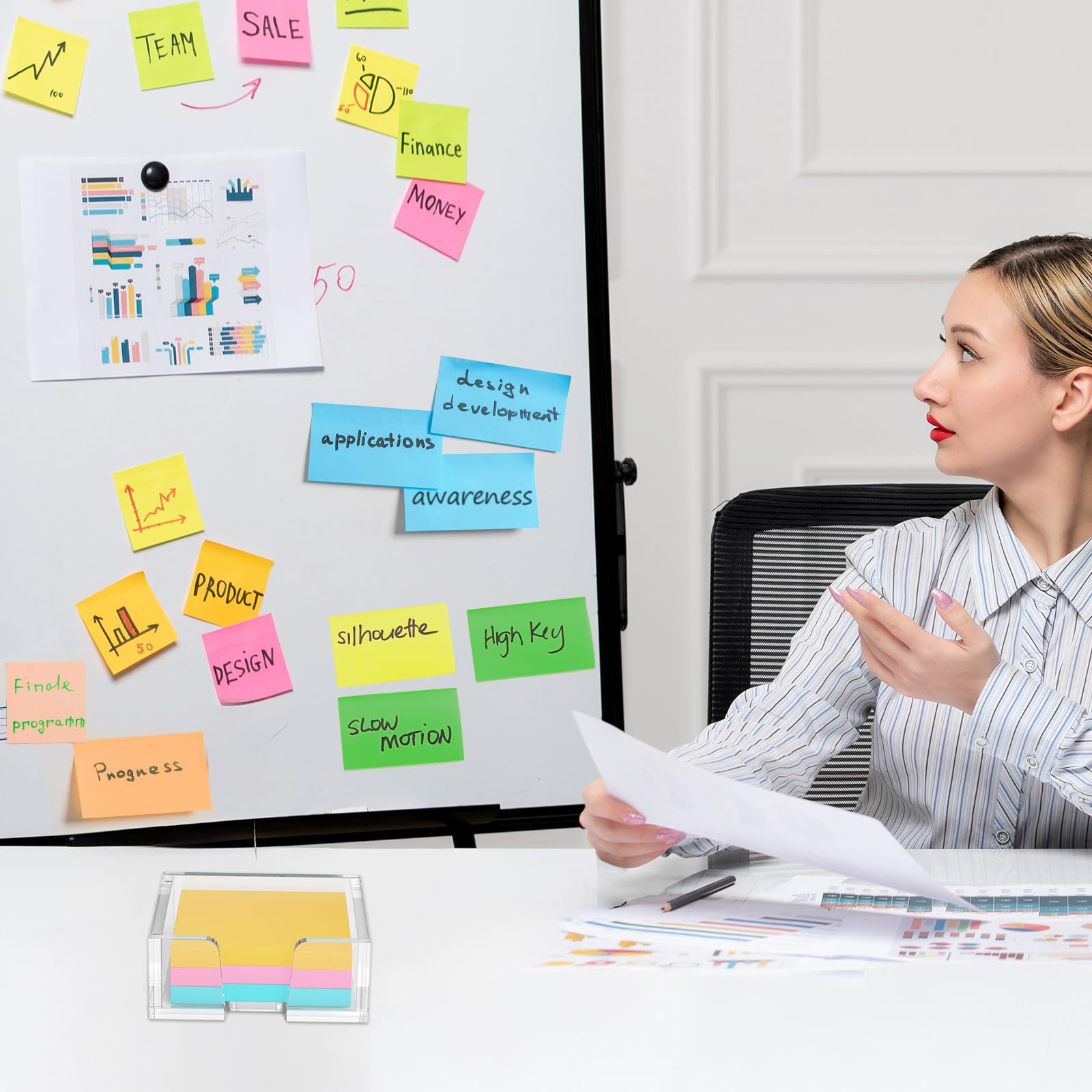 Clear Acrylic U-Cutout Sticky Note Tray for 3×3 in Notes – view 2