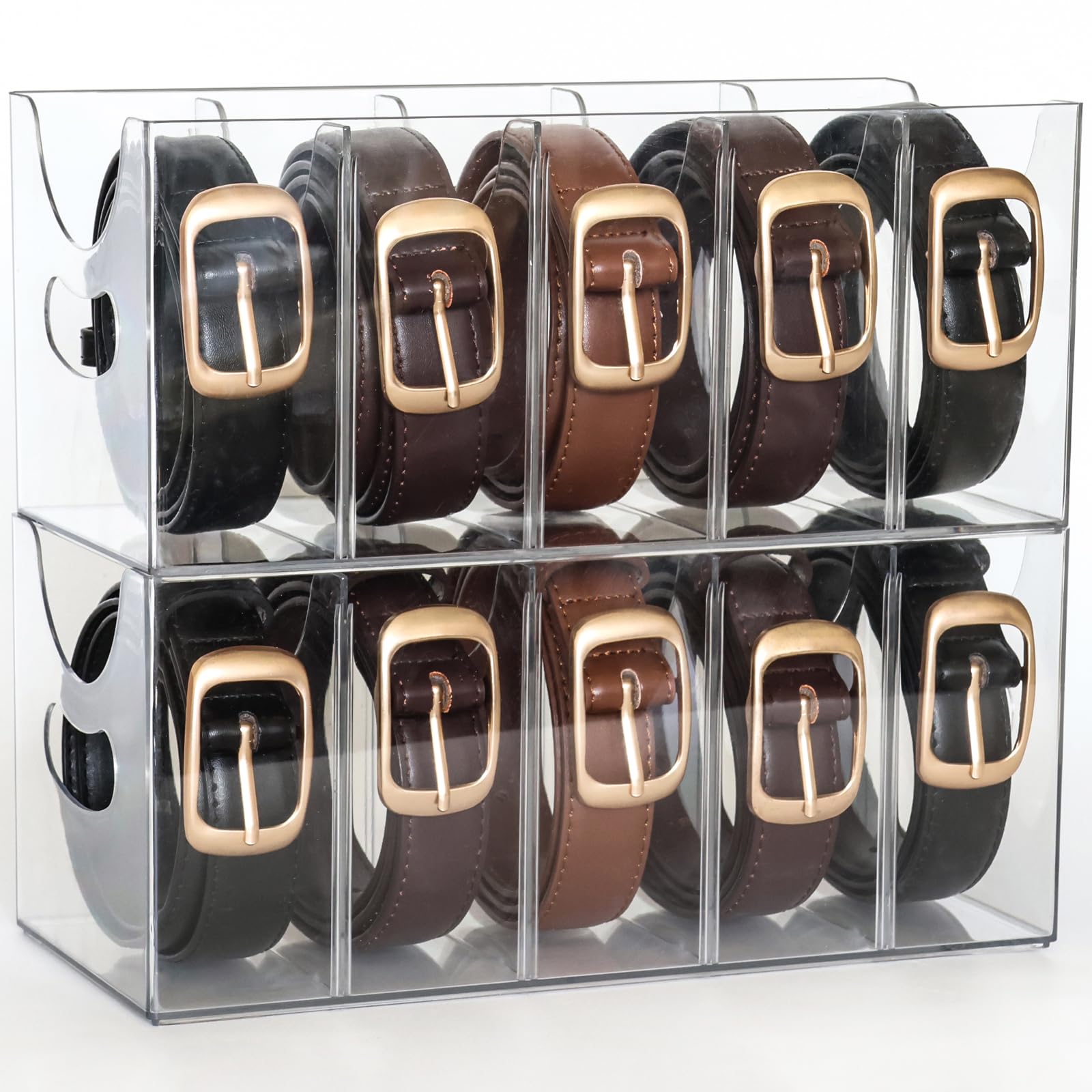 Clear Acrylic Belt Organizer, 5-Slot, 2-Pack – Yosham