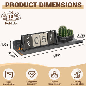 15-Inch Floating Wall Shelves, Clear Black, 3 Pk – Yosham