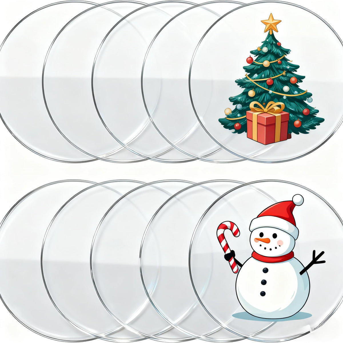 10 Pieces 5 '' Acrylic Circle Blanks Clear Disc Round Transparent Acrylic Coasters Ornament Blanks Miniature Bases for Crafts Christmas Ornament DIY Art Projects Suplies
