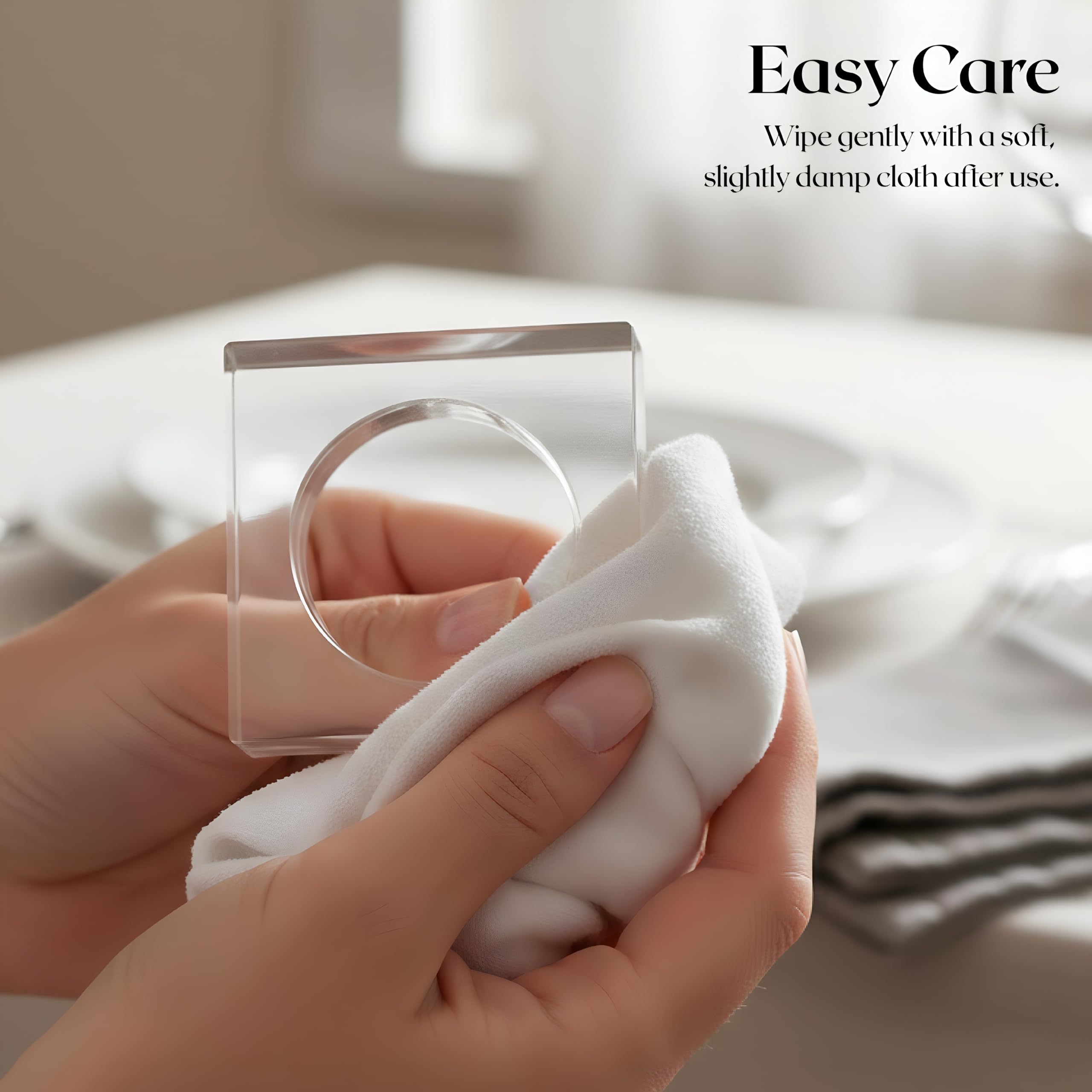 CLEENTABLE Napkin Ring Holders, Napkin Rings Set of 12, Transparent Acrylic, Round, Modern Style