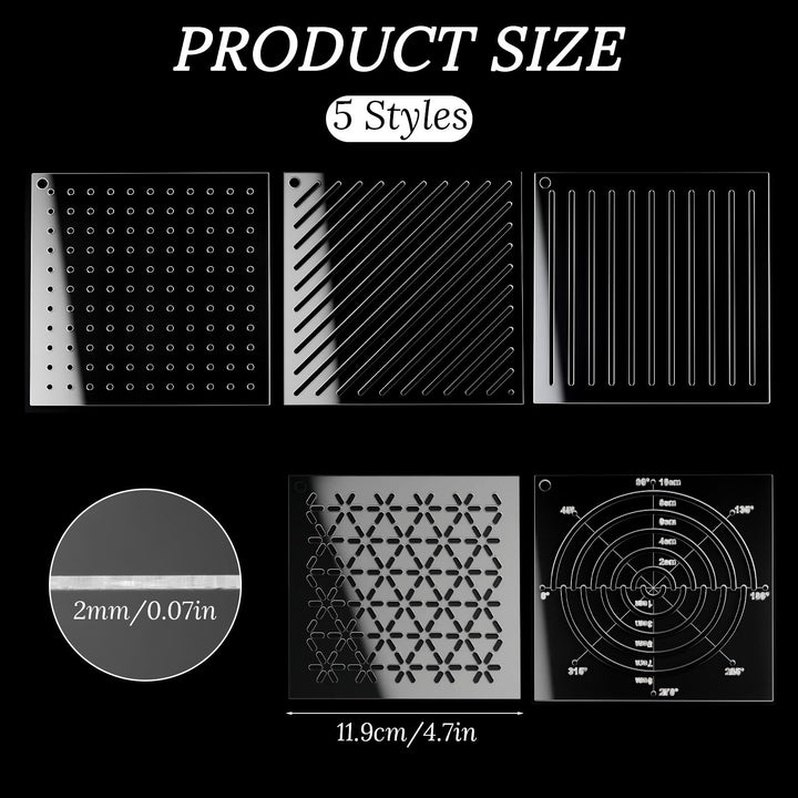 Acrylic Sashiko Embroidery Stencils, 5 Pc – view 2