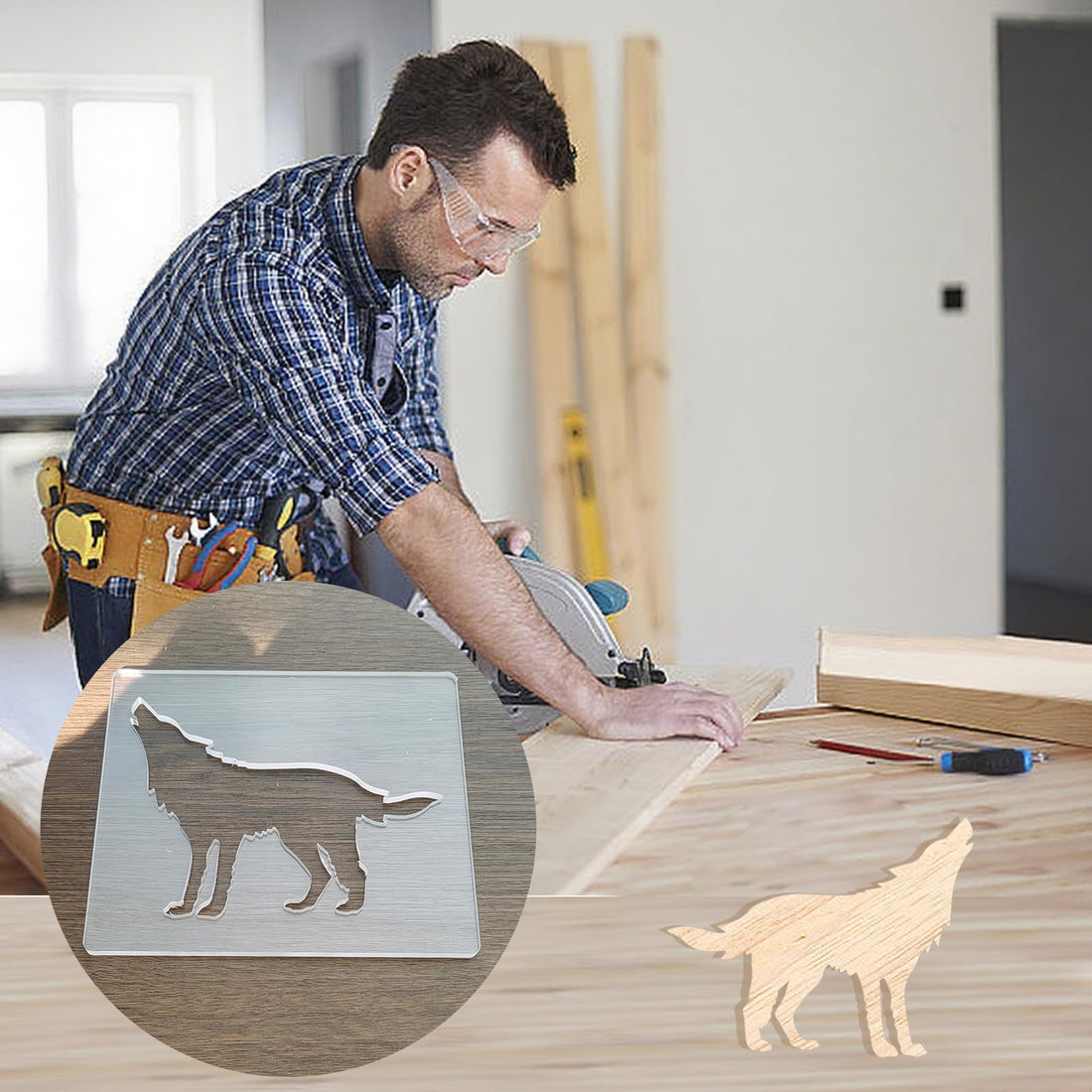 Acrylic Wolf Router Template for Woodworking – view 5