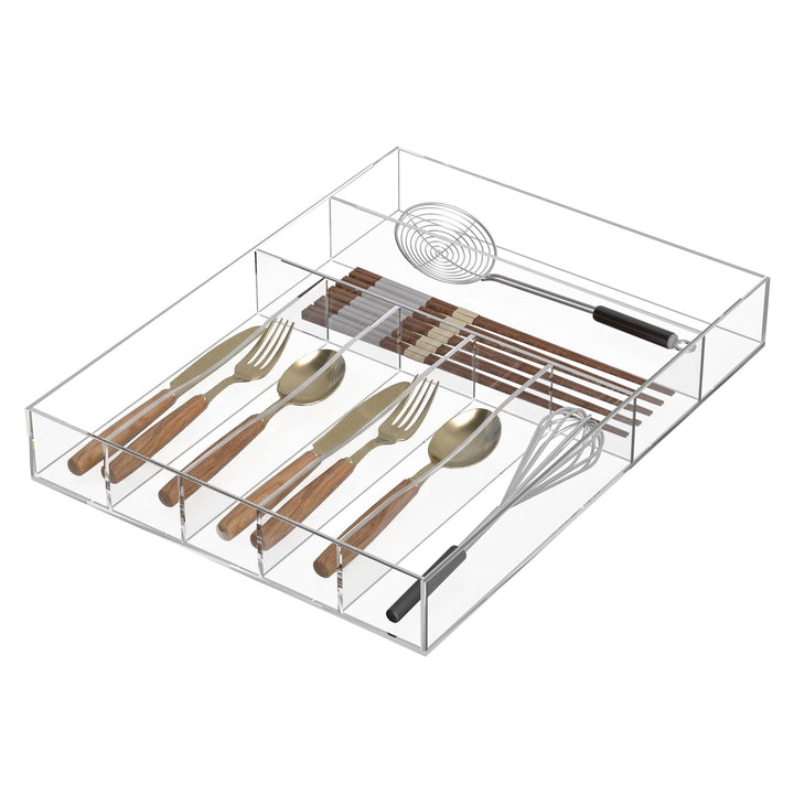 Clear Acrylic Cutlery Drawer Organizer, 7 Slots, 13 × 17 in – view 2