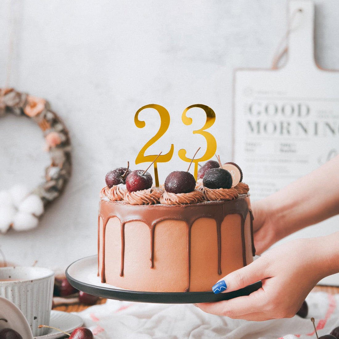 Gold Acrylic Number Cake Toppers, 0-9 Set – view 5