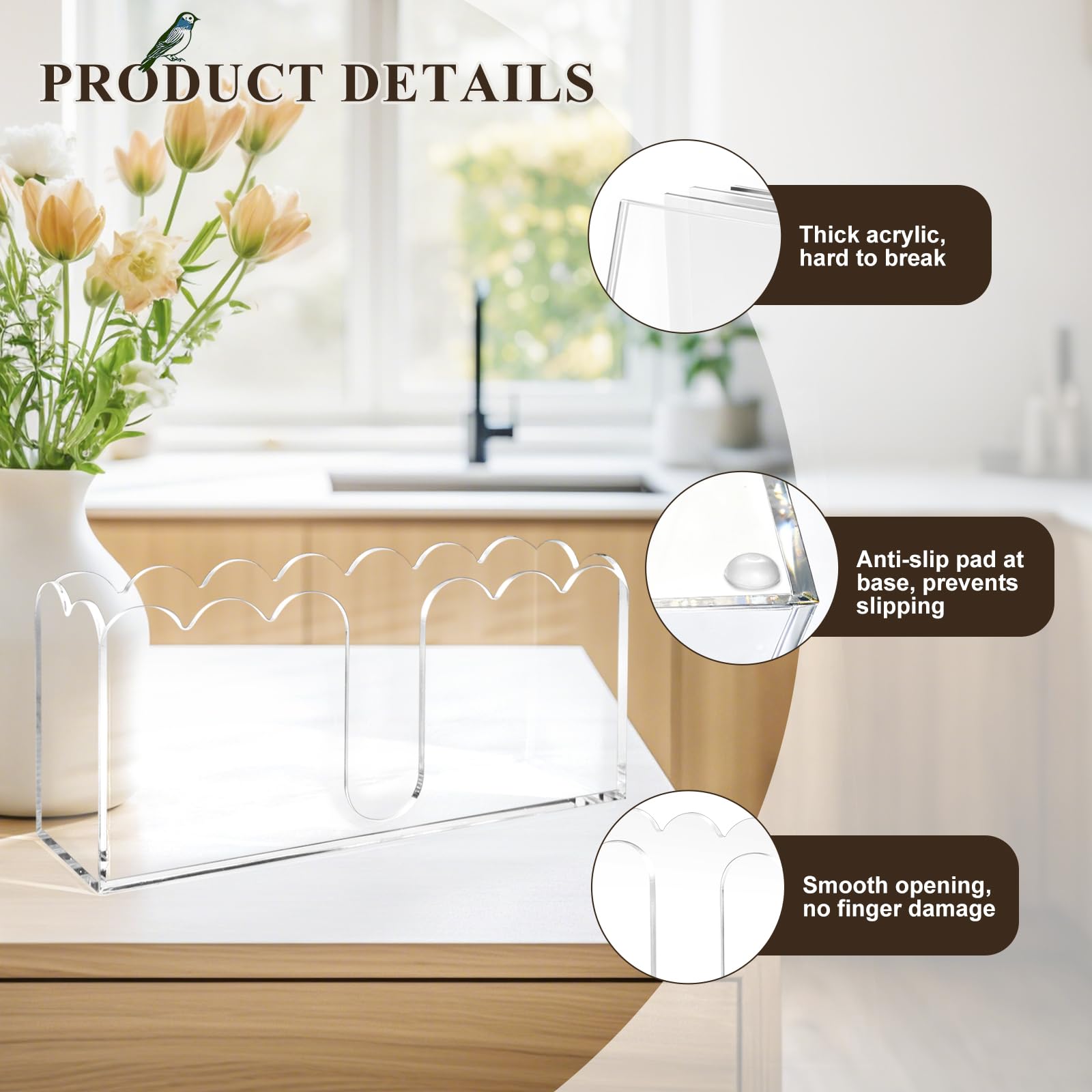 Thick Acrylic Scalloped Guest Towel Holder, Upright – view 3