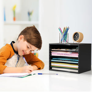 5-Tier Bamboo Desktop File & Mail Organizer – Yosham
