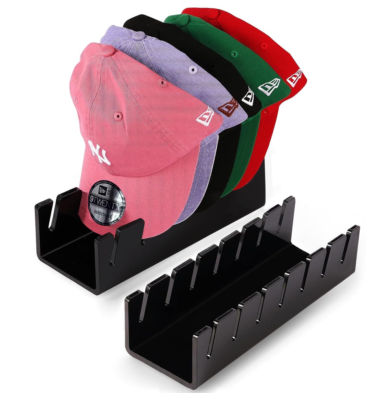 Acrylic Hat Organizer Stand, No-Install, 2-Pack — Black – view 3