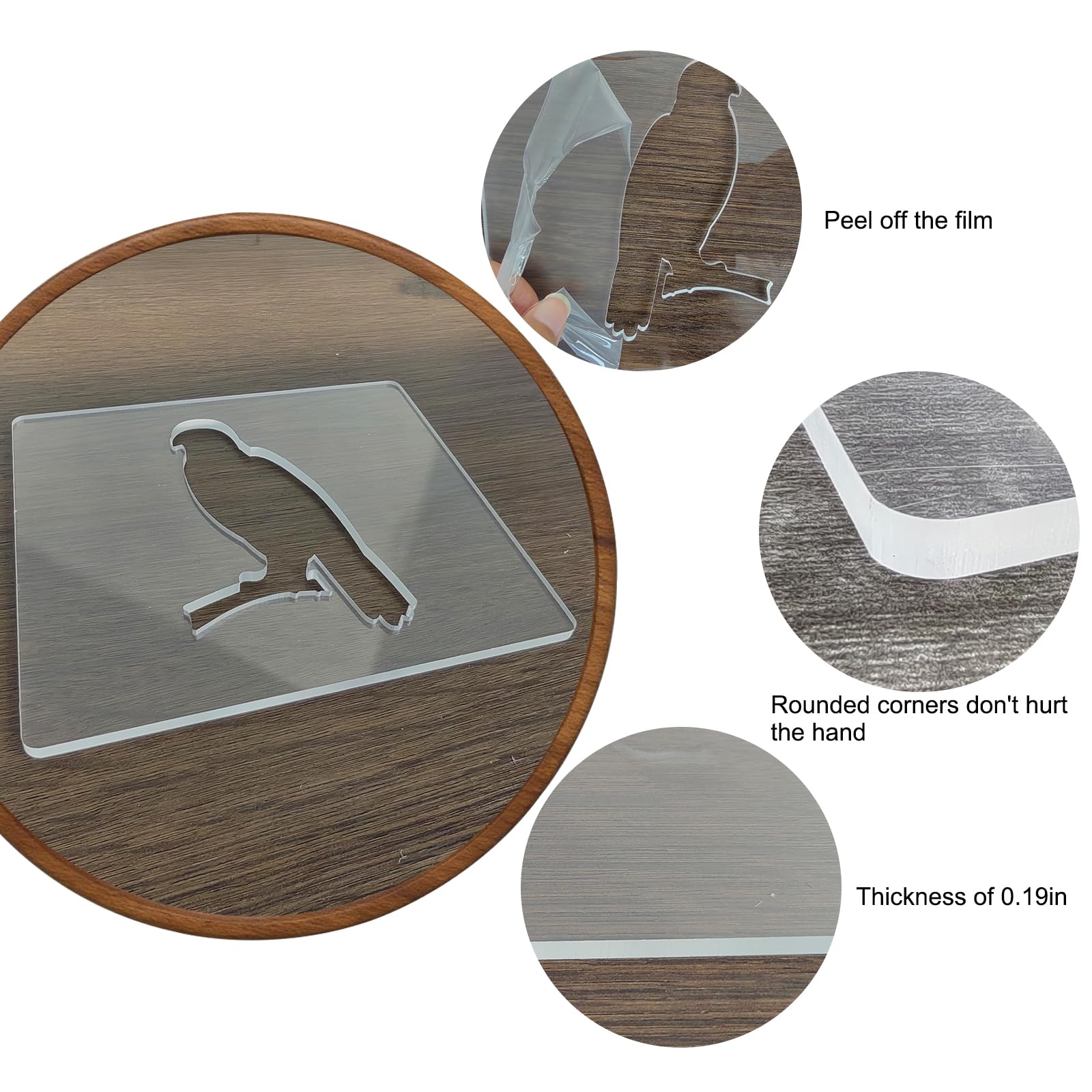 Acrylic Dog Router Inlay Template for Woodworking — Eagle – view 3