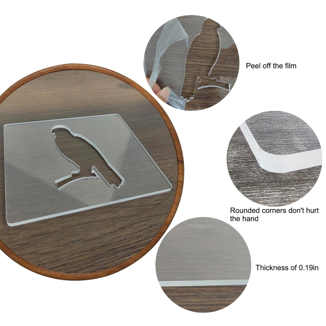 Acrylic Dog Router Inlay Template for Woodworking — Eagle – view 3