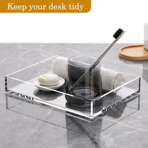 Clear Acrylic Bathroom Vanity Tray, 9.45x7.09 – Yosham