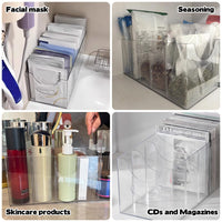 2 Pack Acrylic Belt Organizer Clear Stackable Belt Storage Holder Purse Organizer for Closet - 5 Compartments with Removable Dividers,Display Case Pantry Cabinet Organizers for Ties,Socks,Underwear