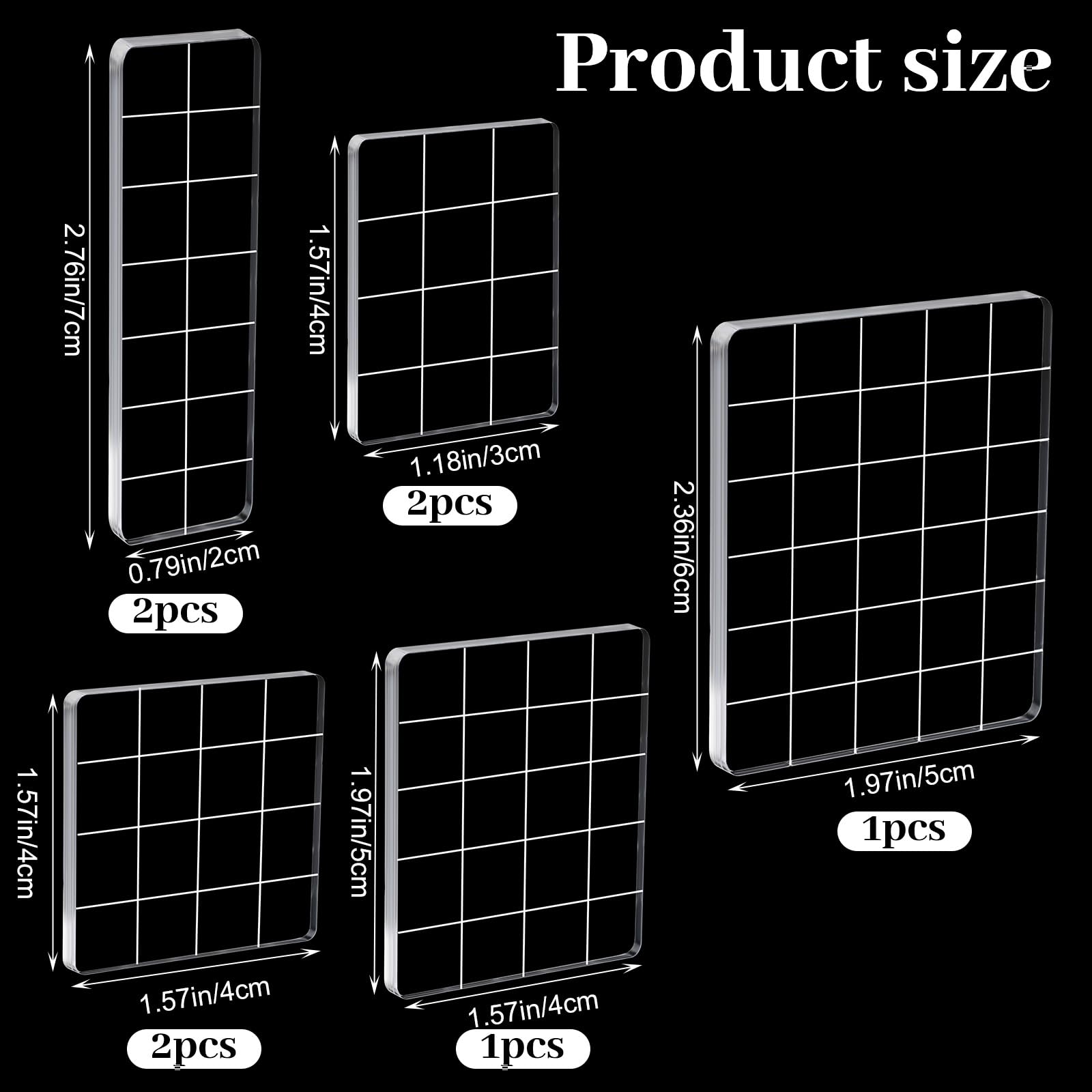 Acrylic Stamp Blocks with Grid Lines, 8-Pc Set – view 2