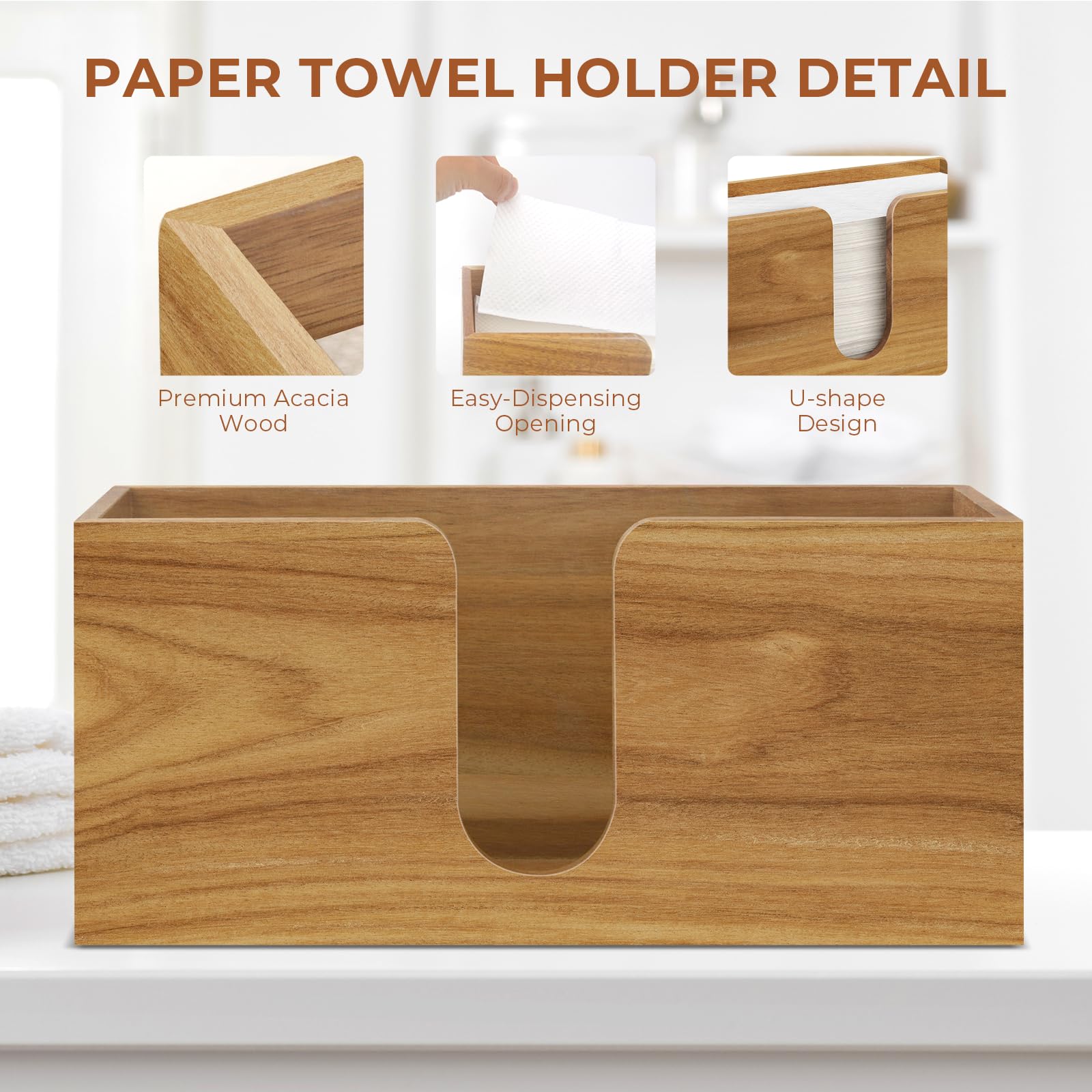 Wooden Countertop Paper Towel Dispenser – Yosham