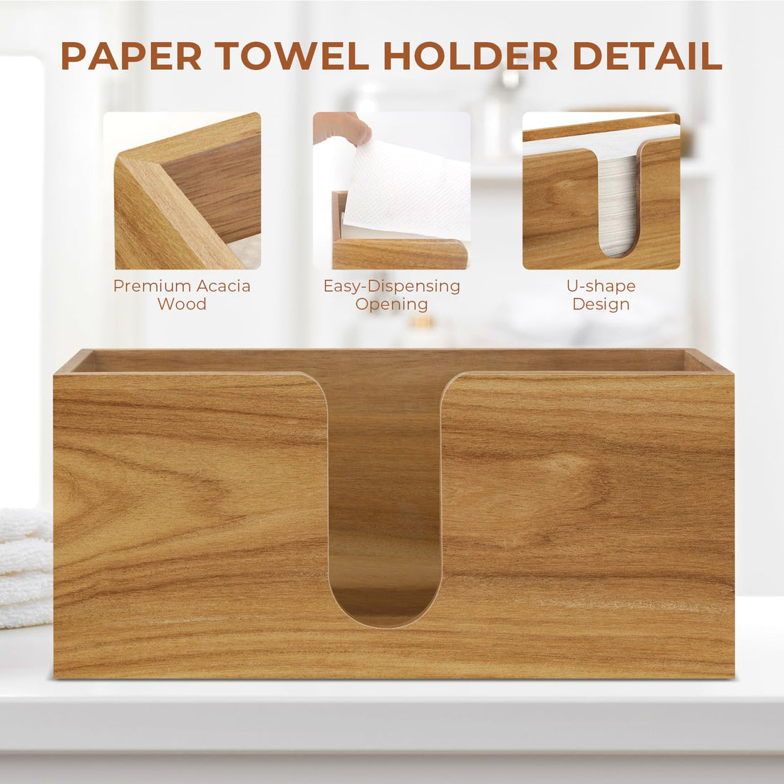 Wooden Countertop Paper Towel Dispenser – Yosham