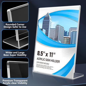 8.5x11 Double-Sided Acrylic Sign Holder, 12 Pack – Yosham