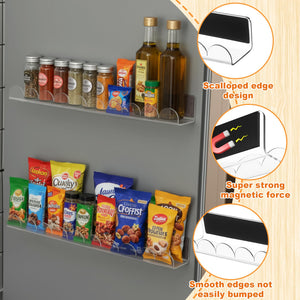 YooNotee 2 Pcs Scalloped Magnetic Book Shelf for Whiteboard 15.8 Inch Reusable Acrylic Floating Bookshelves Magnetic Book Jar Holder for Whiteboard Refrigerator Office Teacher Kitchen (Clear)