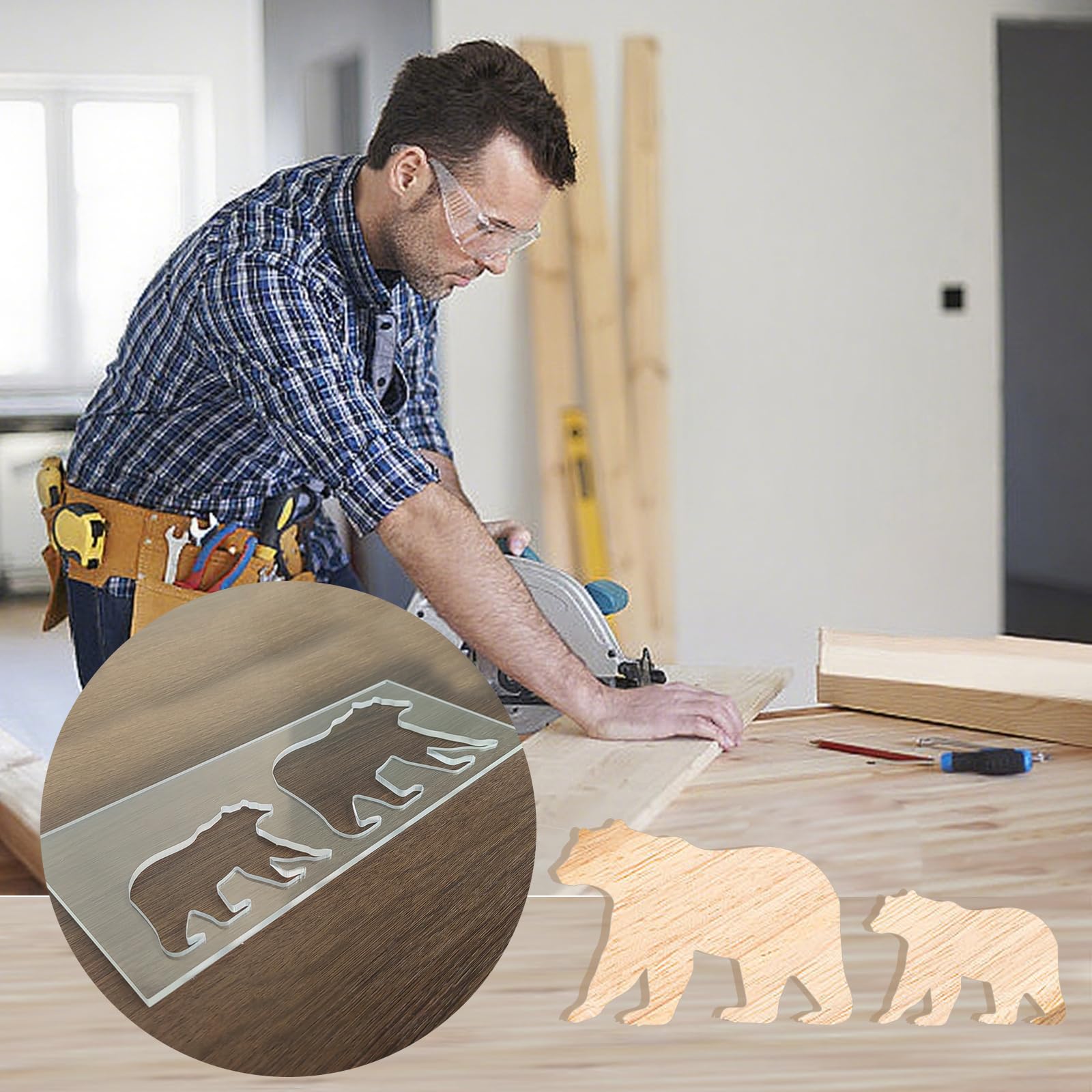 Acrylic Dog Router Inlay Template for Woodworking — Bear – view 4