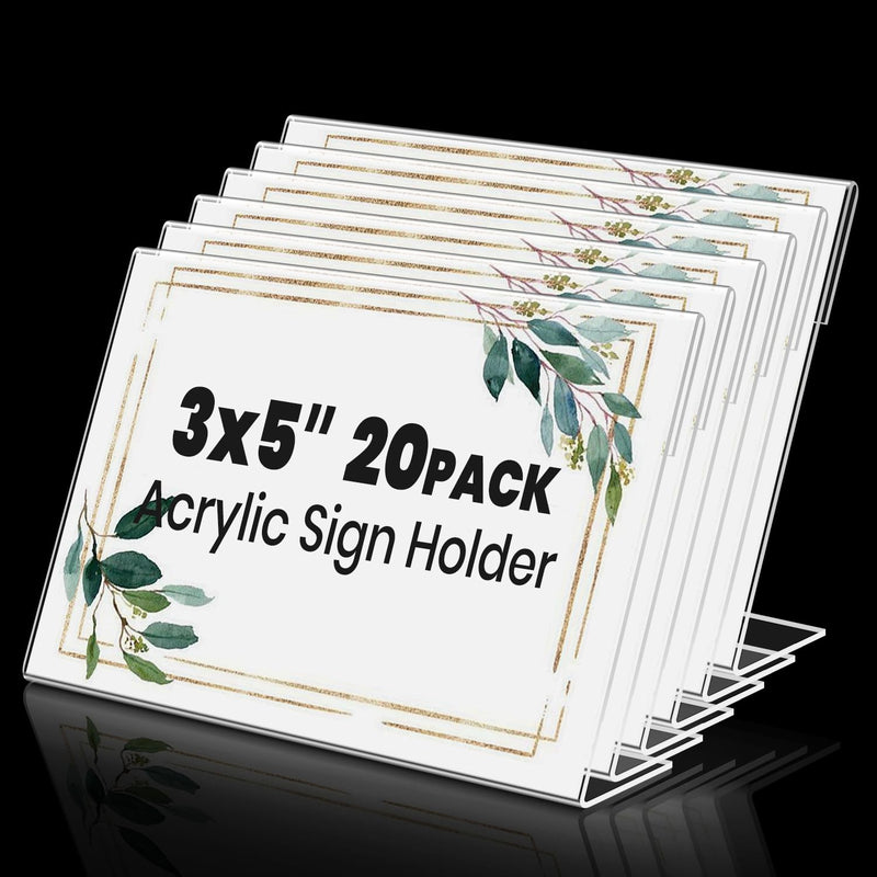 Mini Acrylic Sign Holders, 3x5 In, 40-Pack – Yosham
