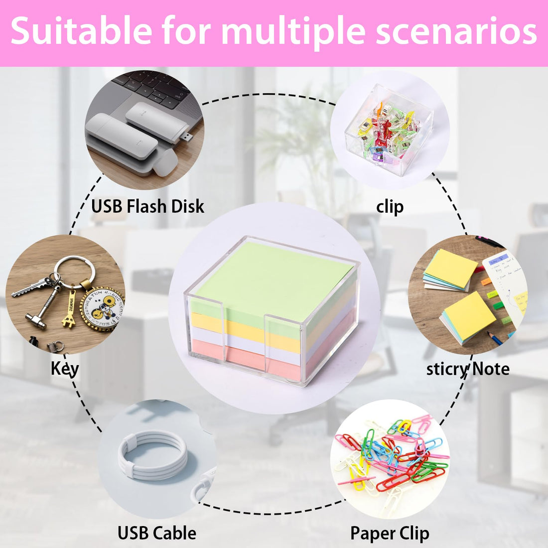 Clear Acrylic Dual-Opening Sticky Note Holder for 3×3 in Notes – view 3