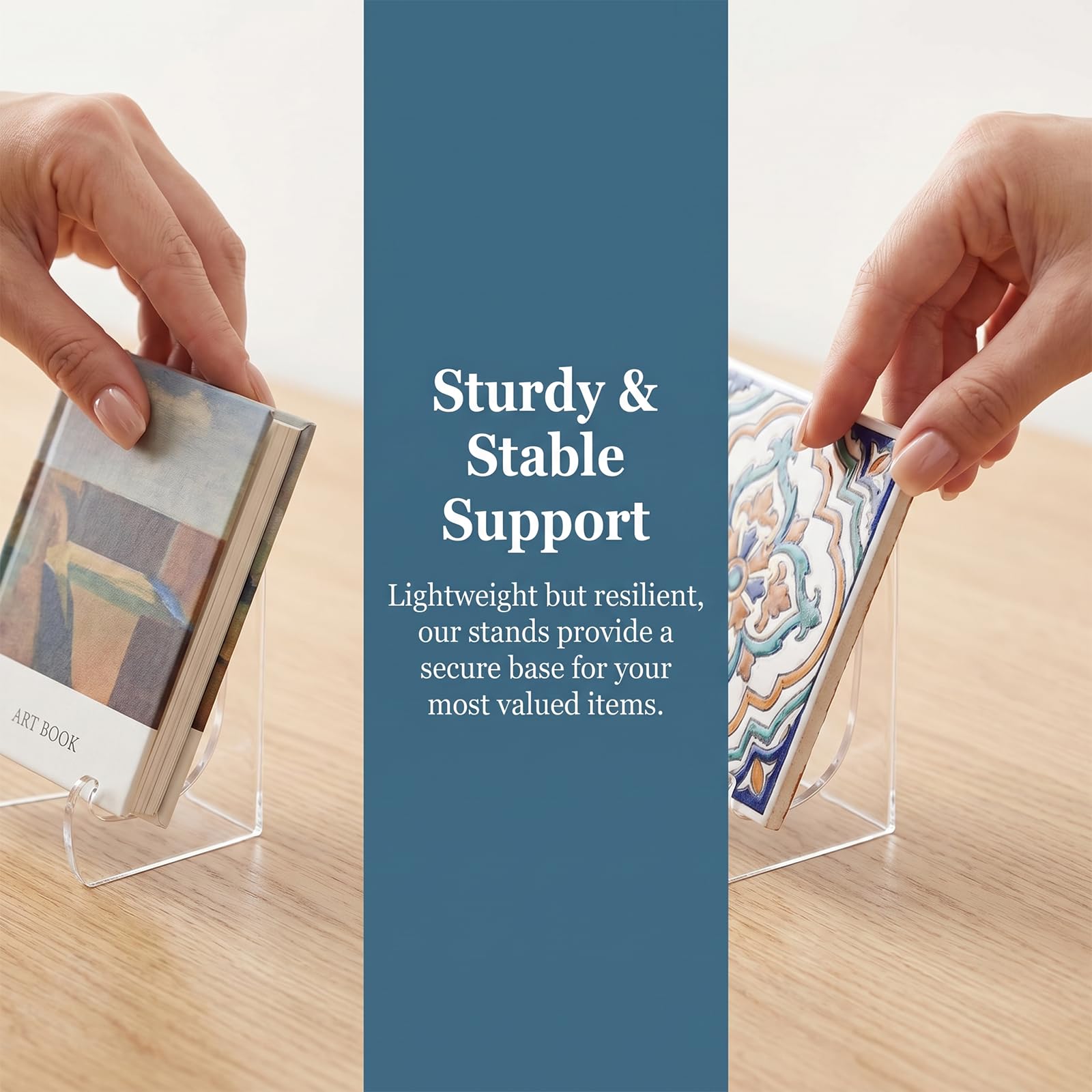 4 Pcs Plate Stands Universal Clear Acrylic Picture Stand Multifunction Display Holder for Home Office Book, Card, Crafts, Picture Frame – view 3