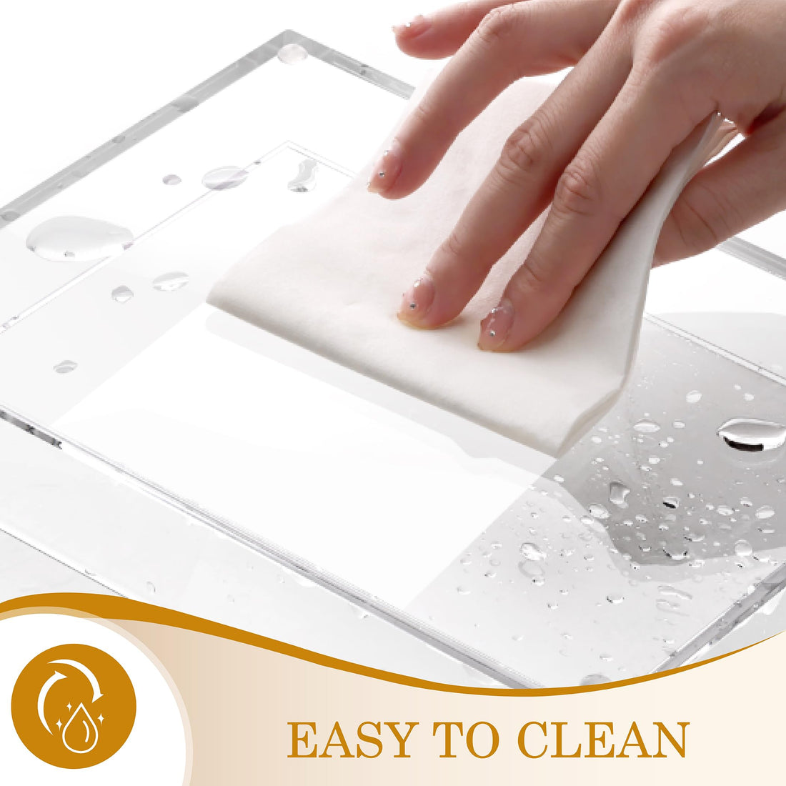 Clear Acrylic Bathroom Vanity Tray, 9.45x7.09 – view 3
