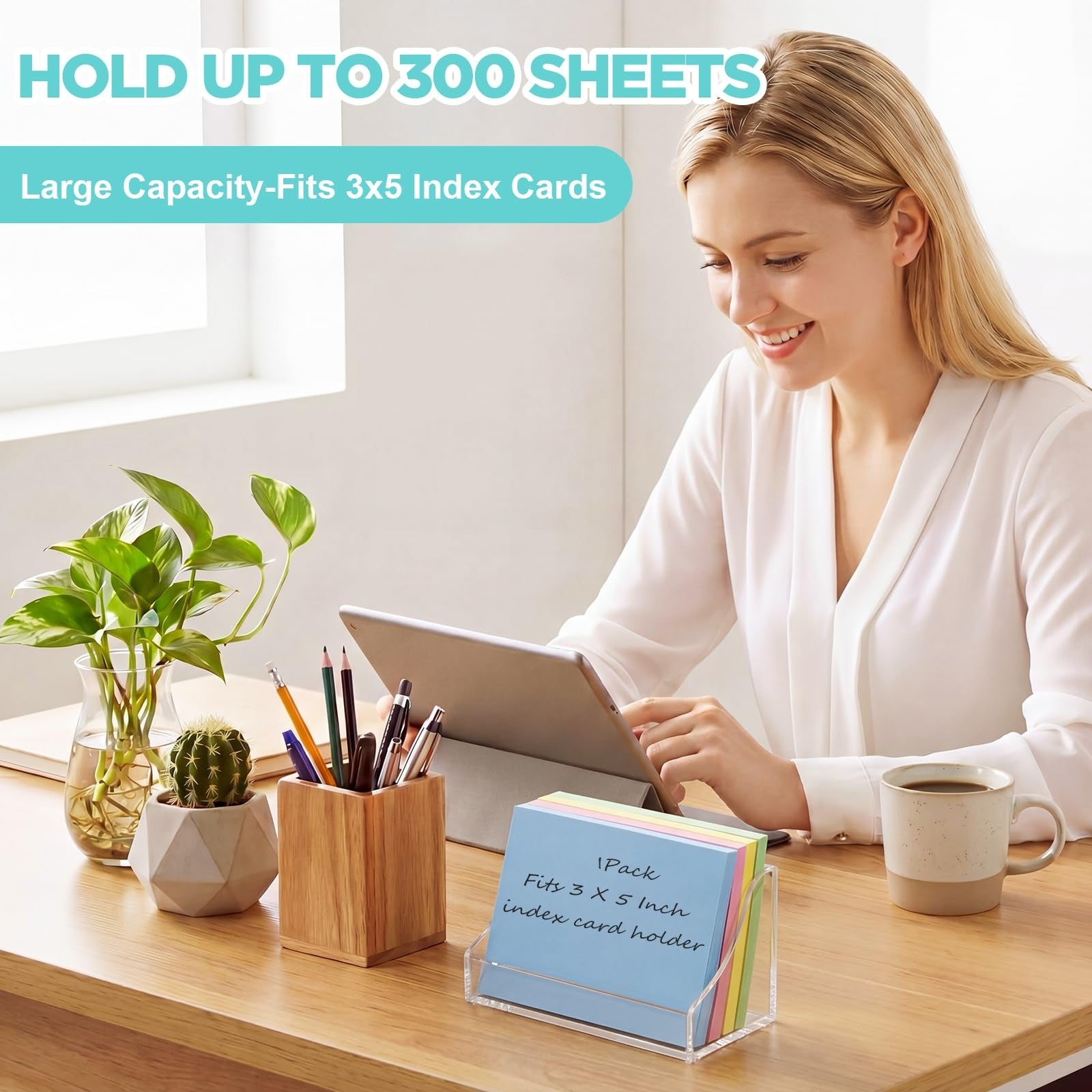 Clear Acrylic Index Card Holder for 3 × 5 in Cards, Pack of 4 – view 7