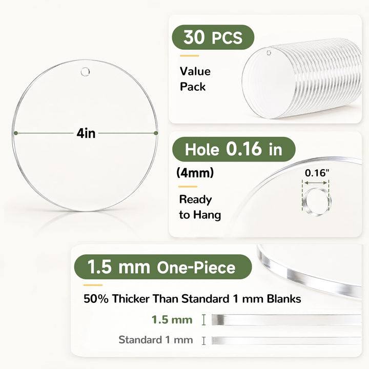 4-Inch Acrylic Ornament Blanks, Pack of 30 – view 2