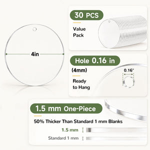 4-Inch Acrylic Ornament Blanks, Pack of 30 – Yosham